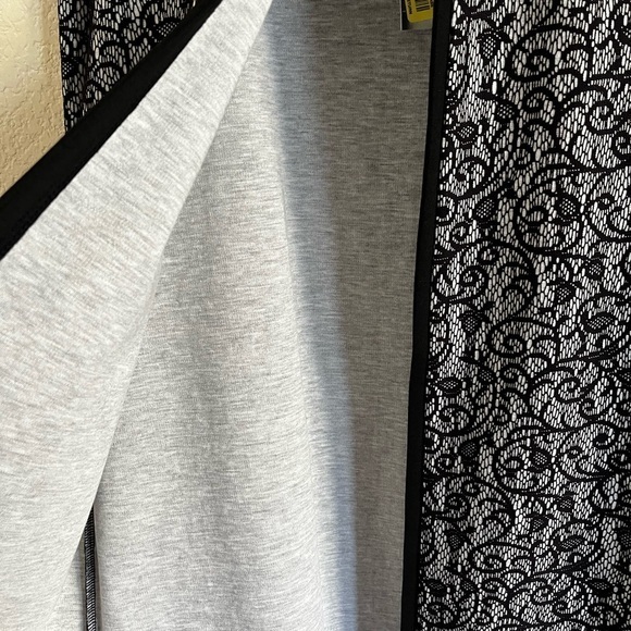 Preston York White Overlay Open Cardigan Black Candace Knit XL Formal Cocktail - Picture 7 of 12